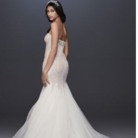 GALINA SIGNATURE - Beaded Tulle Sweetheart Trumpet Wedding Dress - Picture 2 of 12